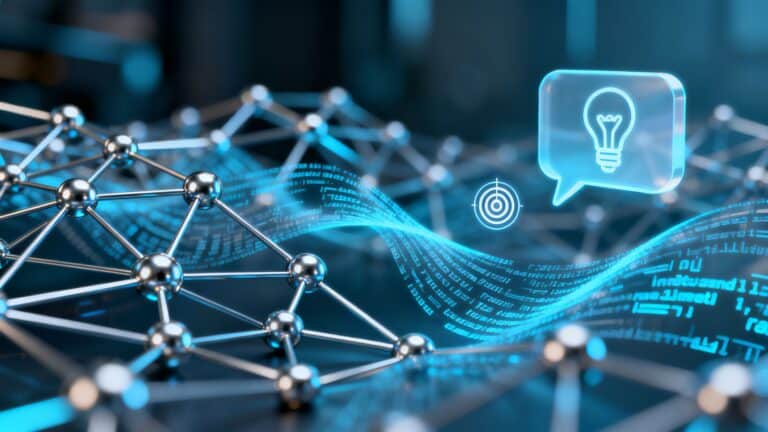 Abstract AI visualization with coaching elements for ChatGPT prompts.